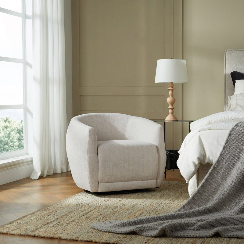 Chaise pivotante à 360 degrés, chaise de chambre à coucher, Blanc cassé