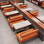 Banc de rangement orange