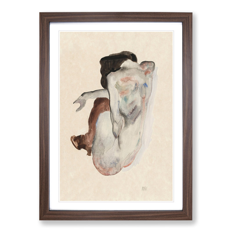 Portrait of a Woman Vol.8 by Egon Schiele - Framed Print, 48cm H x 36cm W x 2cm D, Walnut Framed