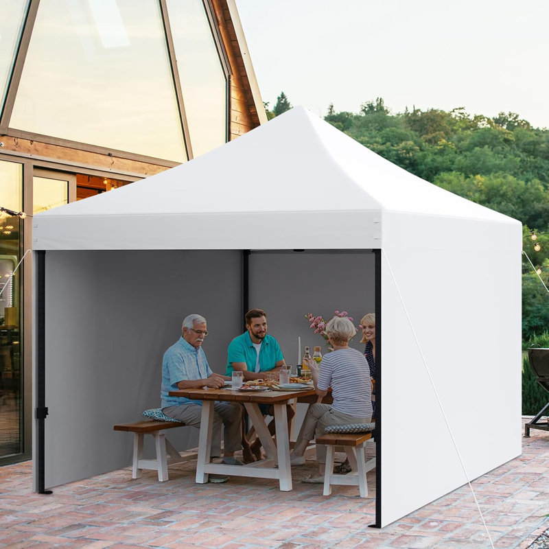 Auvent commercial avec 4 parois latérales amovibles, Blanc