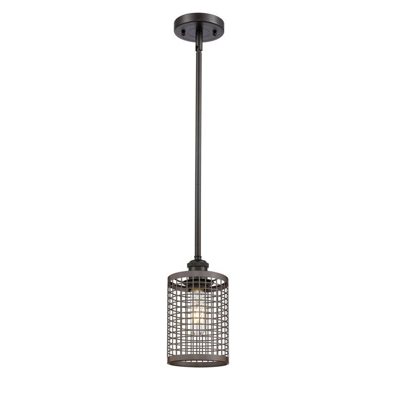 Luminaire suspendu cylindrique à 1 lumière Peraza, Bronze huilé