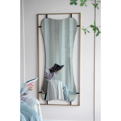 Miroir coquelicot 28 x 0,8 x 60 po avec cadre en métal doré - Ameublement décoratif pour la maison