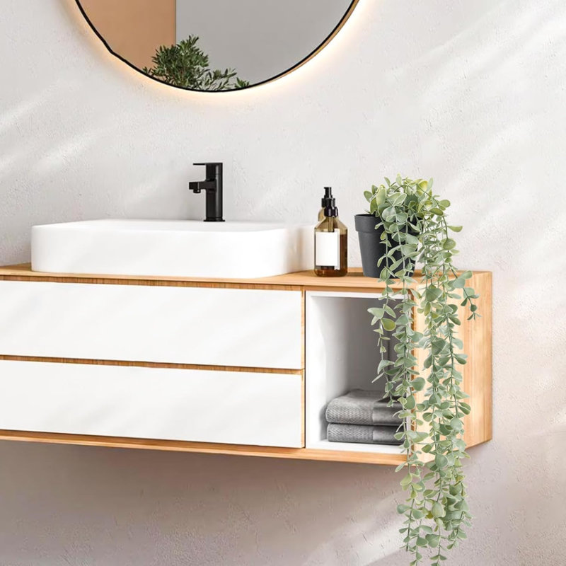 1Pcs Plantes artificielles suspendues Faux plantes d'eucalyptus en pot pour Boho Farmhouse Bureau