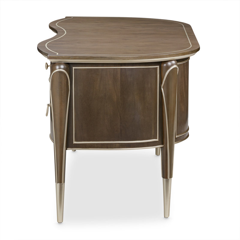 Villa Cherie 5-Drawer Desk - Hazelnut, Hazelnut
