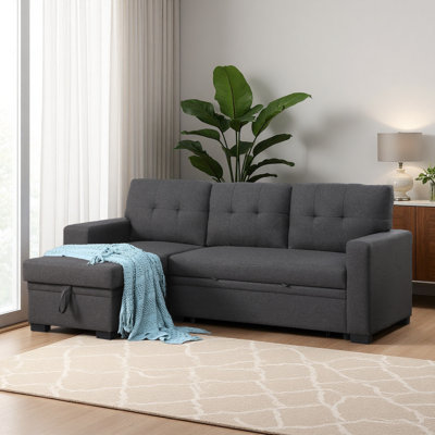 L - Shaped Sofa With Wooden Accent