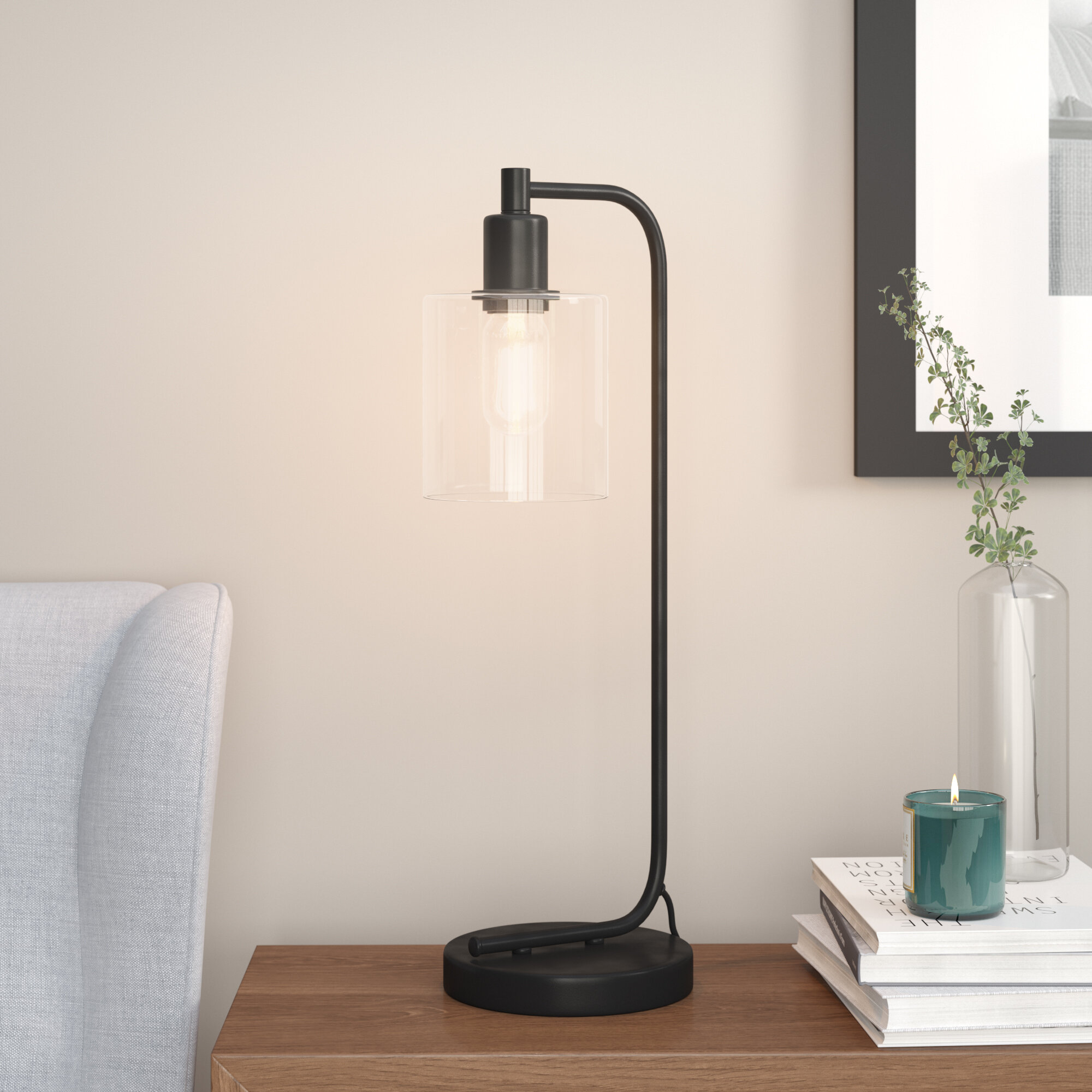 Beggs 54cm Black Arched Table Lamp