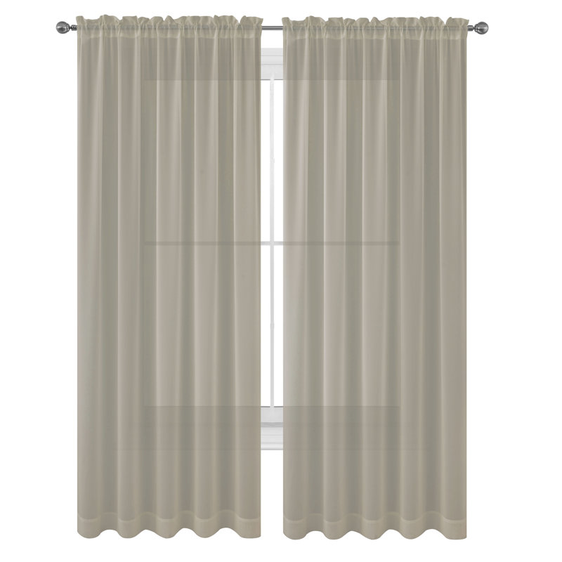 Godbey Sheer Curtain Pair, 57" W x 63" L, Taupe