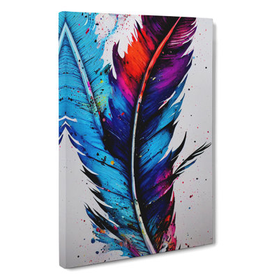 Feathers Splashed No.5 - Wrapped Canvas