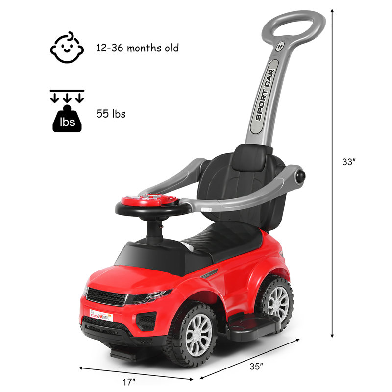 Costway Push/Pull Ride On Toy, Black/Red