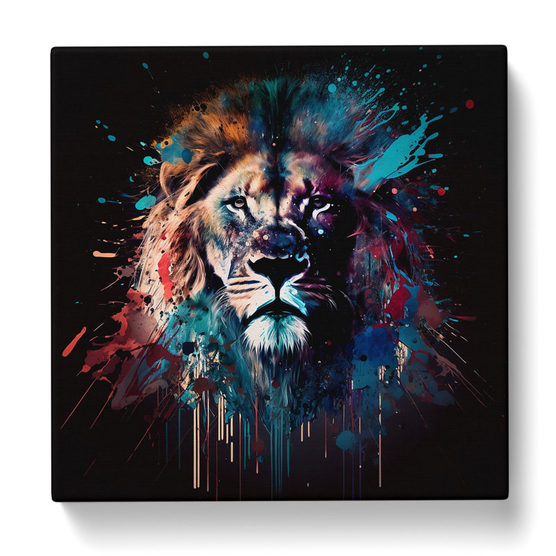 Lion Splatter - Wrapped Canvas, 50cm H x 50cm W x 3cm D