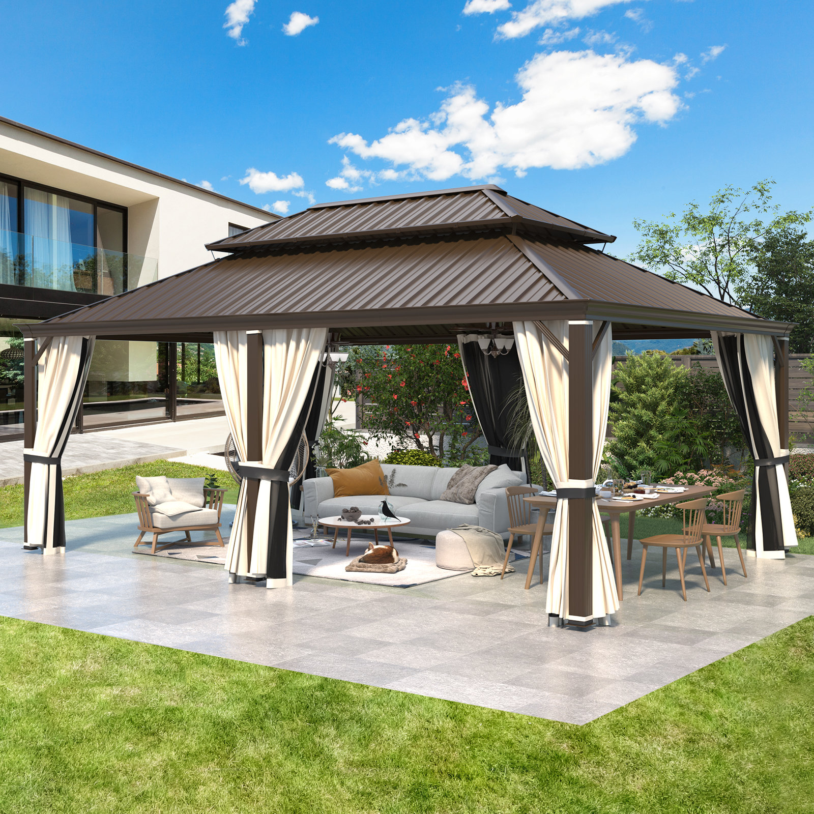 EROMMY 20 Ft. W x 14 Ft. D Aluminum Patio Gazebo & Reviews | Wayfair