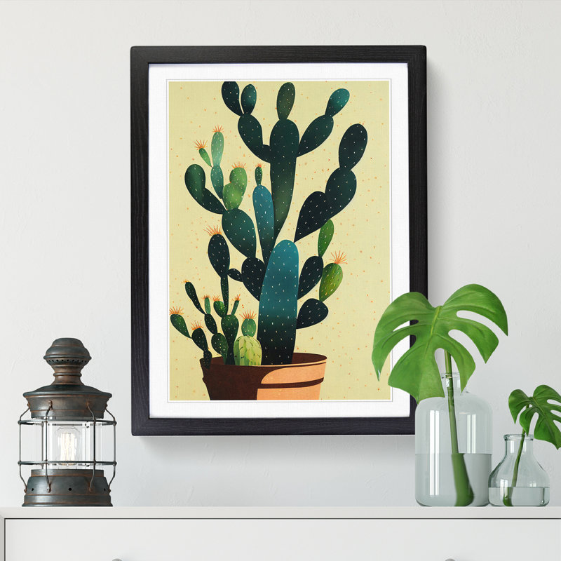 FRM-V0523-328X Cactus Cacti 1 Piece Single Picture Frame Wall Art, 34cm H x 25cm W x 2cm D, Black Framed