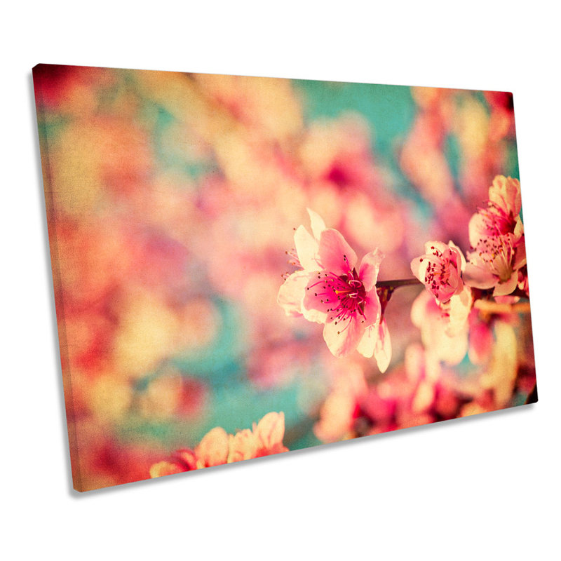 Blossom Floral Flowers Grunge - Wrapped Canvas Art Prints, 50.8cm H x 76.2cm W
