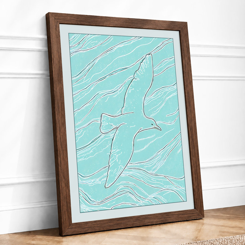 Graceful Shark Coastal 1 Piece Single Picture Frame Wall Art, A4 - 29.7 x 21.0 cm, Walnut
