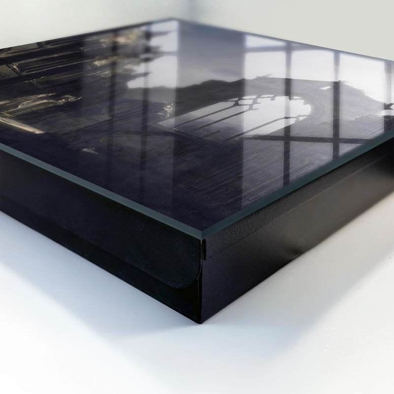 Key storage box, Opens to the right, 30x30x5, Black, Ruins in the soft evening light, 