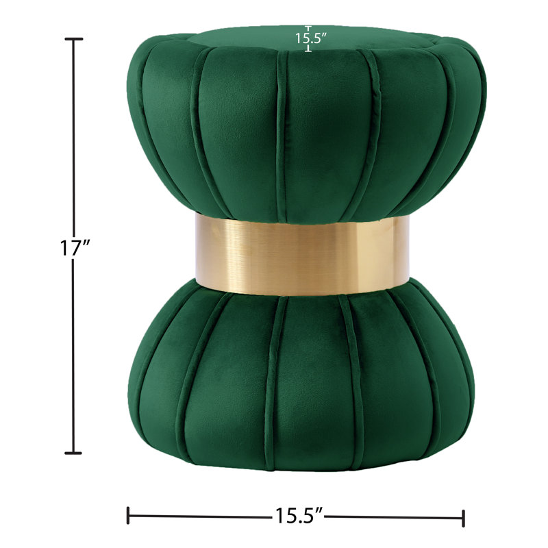 Cerjio Velvet Ottoman, Green Velvet