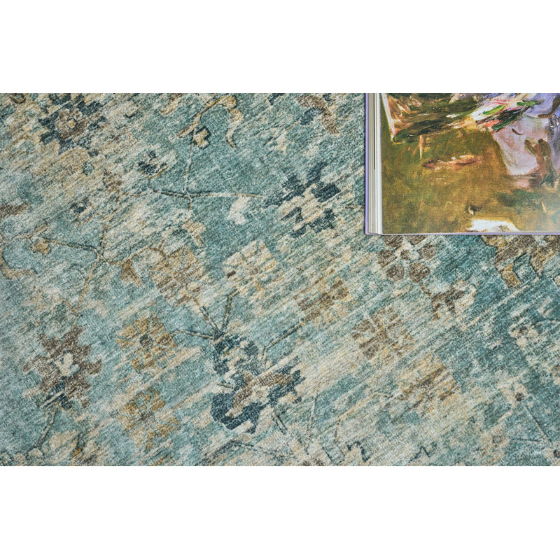 Oriental Area Rug in Blue, Rectangle 6' x 9'