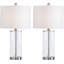Table Lamp 23.25 inch Glass 2 Pieces White, Silver with Glass Shade