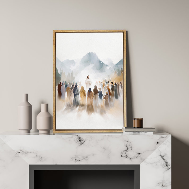 «Jesus and Disciples», reproduction d'art sur toile - Décoration religieuse inspirante pour le couloir ou le salon, Naturel