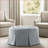 Ottoman, 32'' Round Tufted Skirted Cocktail with Black Noir Legs | Upholstered | Charcoal Gray