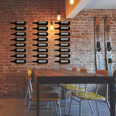 Wine Rack Wall Mounted | Wooden Wall Wine Rack With 8 Bottle Storage And Matte Black Brackets | Wine Wall Rack With Rustic Finish | Perfect For Small Spaces