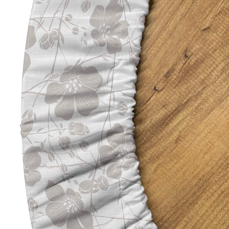 Ebern Designs Nature Fitted Round Tablecloth Pale Grey