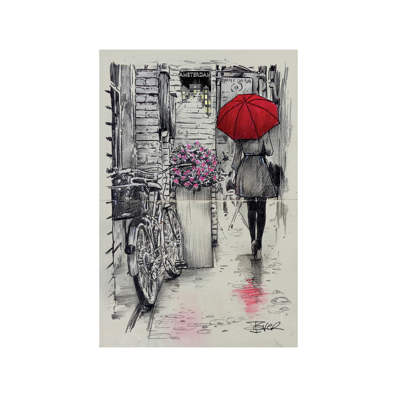 Amsterdam Walk by Loui Jover - Wrapped Canvas Painting, 66.04 cm H x 45.72 cm W x 3.175 cm D