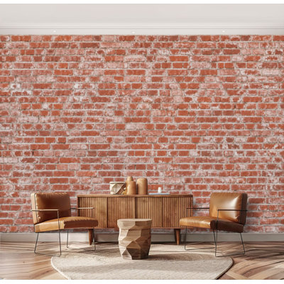 Wall Mural Peel and Stick Wallpaper old brick wall vintage red pictures Self-Adhesive Removable Contact Paper Wall Decor for Living Room Bedroom 69"H x 96"W