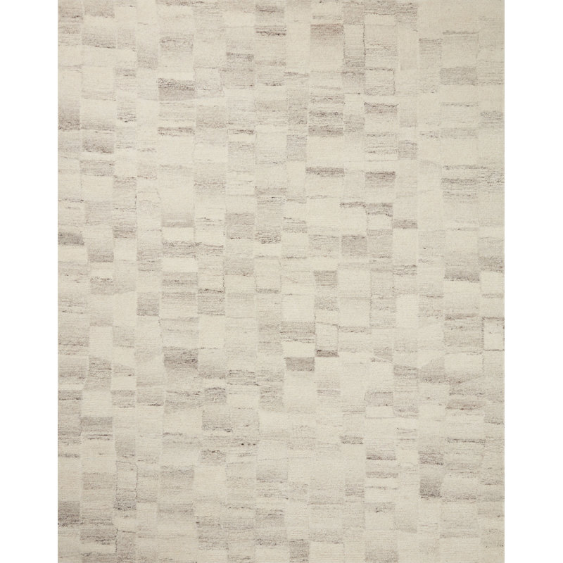 Ivory and Silver Hand-Tufted Wool Rectangular Area Rug 9'-3" x 13'