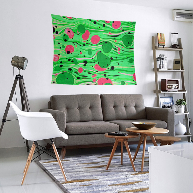 Tapisserie murale tourbillons paint, H 68 po x l 80 po, Vert