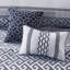 Édredon de luxe grand bleu marine 7 pièces - Motifs tissés avec édredon, taies décoratives, coussins décoratifs et jupe de lit-124264935-124264934
