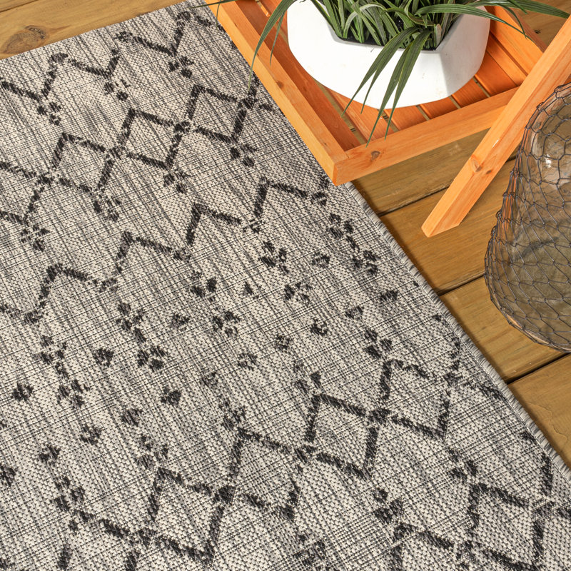 Tapis d'intérieur / extérieur Crompton, Rectangle 3 pi 1 po x 5 pi, Gris clair / noir