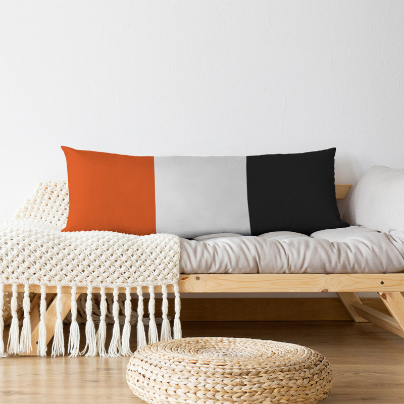 Polyester Medium Pillow, Orange/Black, Aaru 