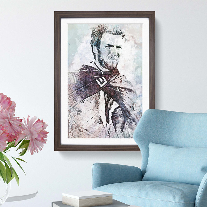Clint Eastwood in Abstract - Framed Print, 36cm H x 27cm W x 2cm D, Walnut Framed