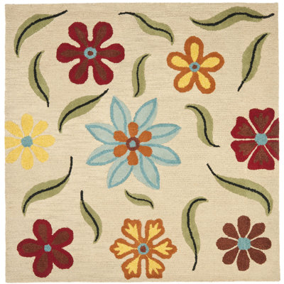 Tapis beige en laine bouclé à la main Emrick