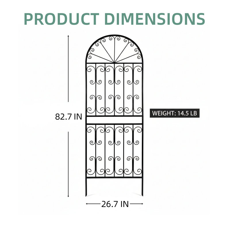  Paquet de 1 treillis de jardin arqué en métal très haut H 82,7 po x l 26,7 po