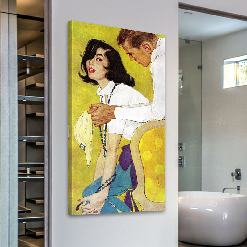 Vintage Love Scene Print on Wrapped Canvas
