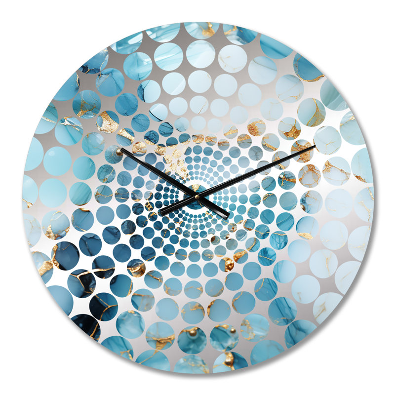 Horloge murale en marbre céleste or et bleu, Médium
