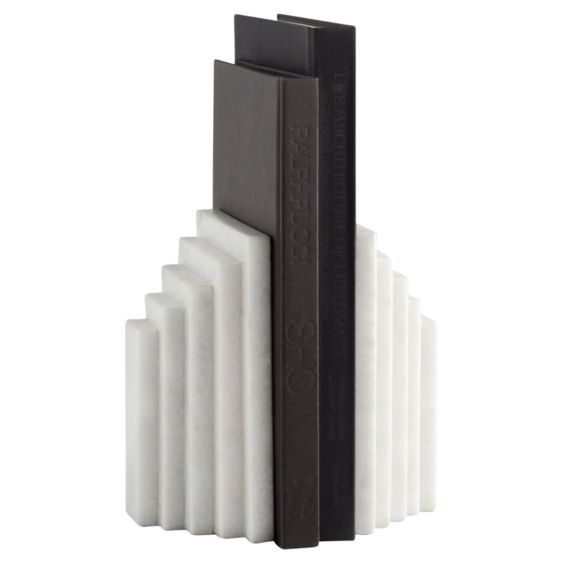 Epilogue Modern & Contemporary Marble Non-Skid Bookends, White