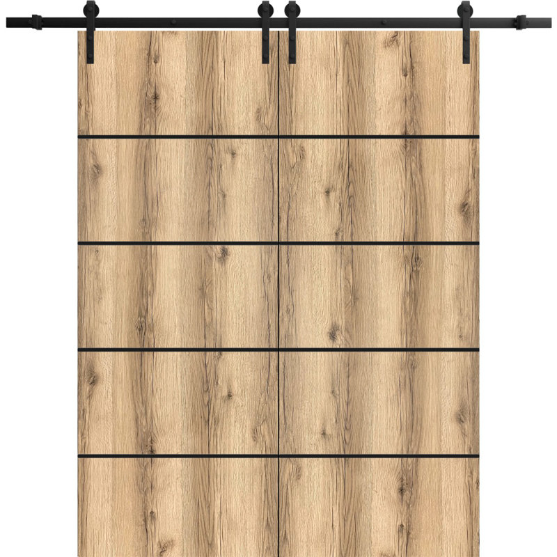 Porte de grange en bois massif massif, Chêne, 36 po x 96 po
