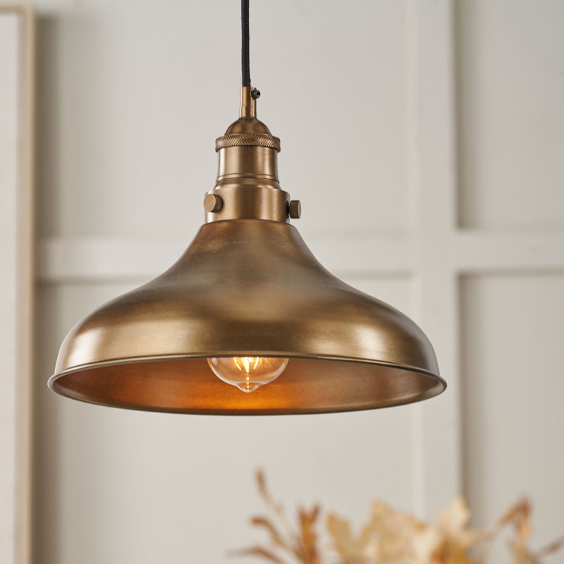 1 - Light Bowl Pendant, Antique Brass