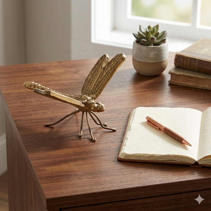 Verdor Golden Dragonfly Cast Iron Decor