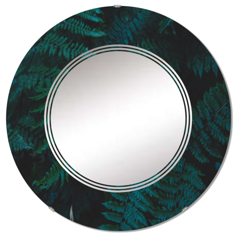 Brownies vert foncé - Miroir mural tropical rond, 32 po x 32 po