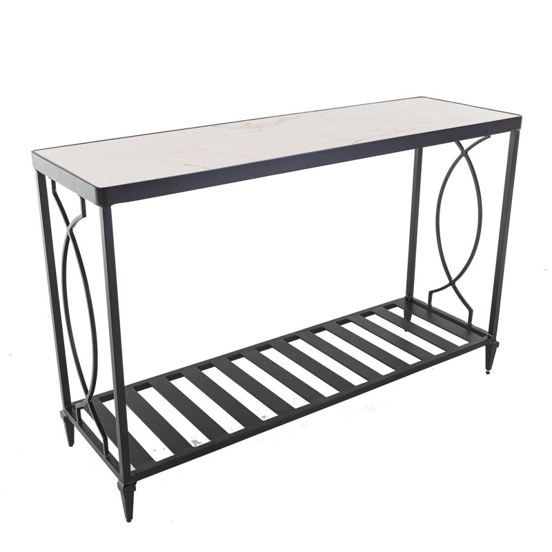 Kensington Outdoor Rectangle Buffet & Console Table, Pallazo White, Carbon Black