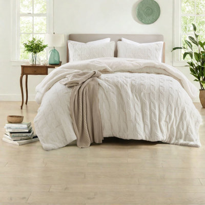 Ensembles de literie pour lit simple luxueux, édredon et taie décorative ivoire en chenille, design douillet et moderne