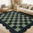 Washable Scalloped Rug Modern Checkerboard Rug Non Slip, Soft Non Shedding Thin Carpet, Indoor Low Pile Foldable Carpet, Contemporary Printed Mat for Living Room Bedroom-418811793