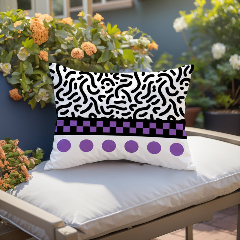 Oreiller rectangulaire réversible intérieur / extérieur Kixie, Rectangulaire H 14 po x l 20 po, Mauve