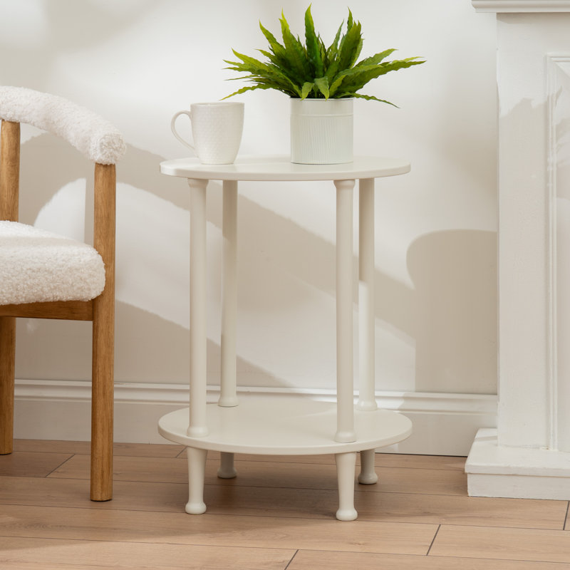 Solid Wood End Table, Ivory
