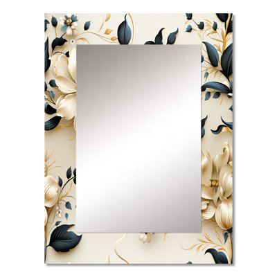 Anab Boho Victorian Fusion Victorian Pattern - Floral Unique Mirror, Floral Large Wall Mirror, Printed Metal Art