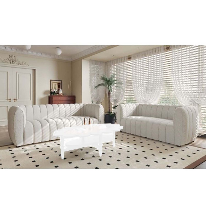 Ensemble de salon configurable 2 pièces Edgeer, 100 % polyester blanc